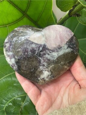 Large polished crystal stone, heart, unicorn stone